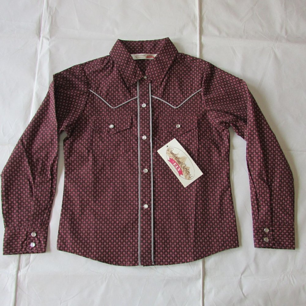 Cumberland Outfitters Ely Cattleman Girl's Long Sleeve Snap Printed Western Shir